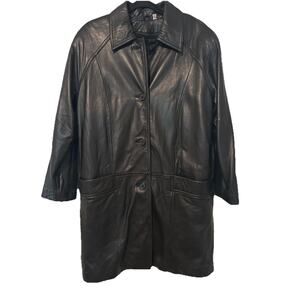 Preston & York Women's Black Vintage Lamb Skin Long Jacket Size S